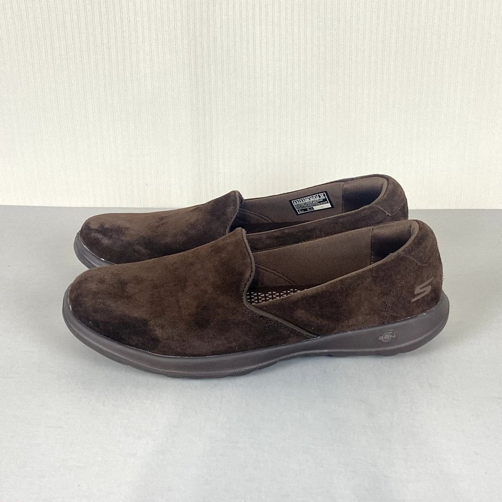 Skechers Go Step Lite Glam Suede Slip On Shoes Women's Size 6.5 Brown 15363